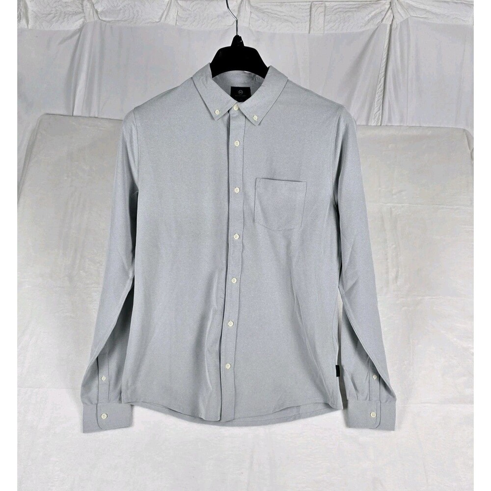 AG Adriano Goldschmied Green Label Button Down Shirt Men Medium Gray Long Sleeve